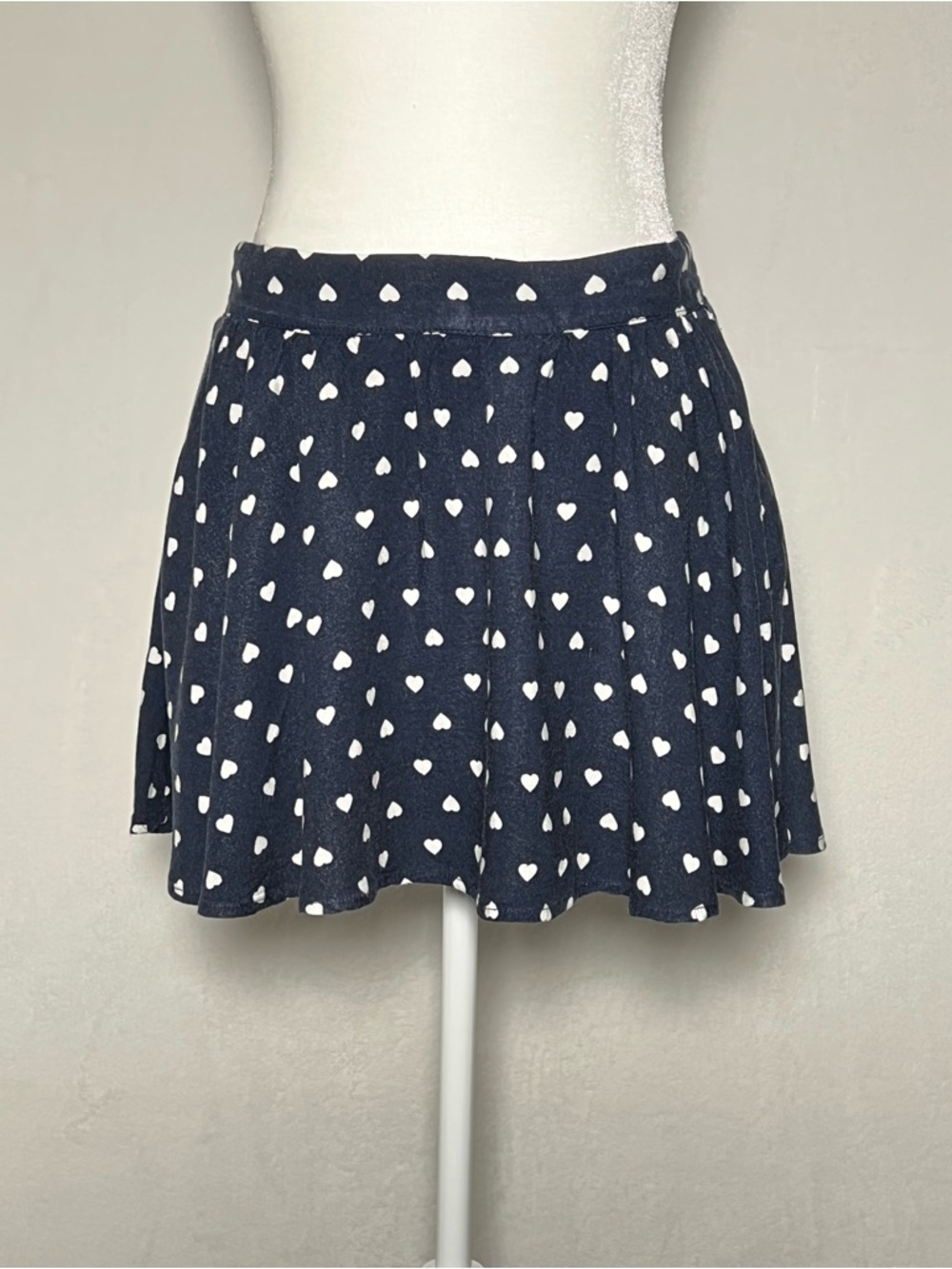 XHILARATION Navy Heart Print Skater Skirt - size M